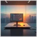 Monitor displaying a WordPress analytics dashboard and charts illustrating Best Caching Plugins for WordPress Performance in a sunlit office.