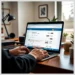 How to Check WordPress Theme Compatibility Before Updating shown on a laptop with hands typing and a theme dashboard visible.