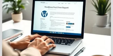 Hands typing on a laptop showing a clear WordPress report page demonstrating How to Create WordPress Maintenance Reports Clients Actually Understand.