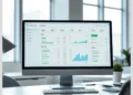 Monitor displaying analytics charts and metrics for Comparing Daily vs Weekly WordPress Backup Strategies in a bright office workspace.