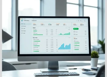 Monitor displaying analytics charts and metrics for Comparing Daily vs Weekly WordPress Backup Strategies in a bright office workspace.