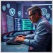 A developer at multiple monitors reviewing code and security shield icons illustrating How to Fix the 5 Most Common WordPress Security Vulnerabilities in 2025.