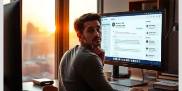 A developer at a desk viewing a WordPress admin dashboard on a monitor while pondering How Often Should You Update WordPress Sites?