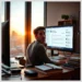 A developer at a desk viewing a WordPress admin dashboard on a monitor while pondering How Often Should You Update WordPress Sites?