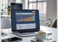Laptop displaying an affiliate marketing growth chart and analytics dashboard illustrating Content Strategies to Boost ModularDS Affiliate Sales.