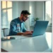 A focused SEO specialist working on a laptop illustrating ModularDS Features That Help Maintain WordPress SEO During Site Updates.
