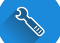 Master Website Maintenance Reporting: Unlock Best Practices Now! blue circular icon with a white wrench and long shadow representing website maintenance and technical support.