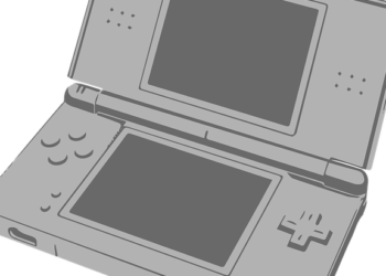 Unlock the Power: 3 Key Benefits of Consistent Website Maintenance illustration of a gray dual-screen handheld gaming console with hinge and control buttons.