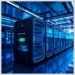 How ModularDS Handles Automated Site Backups in a blue-lit data center showcasing modular server racks and illuminated monitoring panels.
