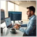 A developer at a desk illustrating the Benefits of Outsourcing WordPress Maintenance to Experts while working on a WordPress dashboard and coding on multiple monitors.