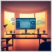 Why You Should Keep WordPress Plugins and Themes Updated displayed on a desktop monitor with a WordPress dashboard, gear icons and warm office lighting.