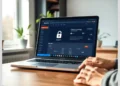 Laptop showing a security dashboard with a padlock icon illustrating How to Secure a WordPress Site Without Plugins