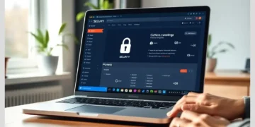Laptop showing a security dashboard with a padlock icon illustrating How to Secure a WordPress Site Without Plugins