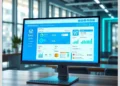 Desktop monitor showing a blue WordPress performance dashboard with charts and speed metrics illustrating How to Speed Up Your WordPress Site in 2025