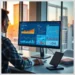 Professional reviewing a multi-panel analytics dashboard on a desktop monitor with charts and graphs, illustrating How to Track WordPress Site Performance Metrics That Actually Matter.
