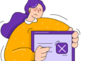 A frustrated woman holding a laptop displaying an error X icon that illustrates why you should Unlock 7 Essential Benefits of Regular Website Updates Now!