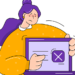 A frustrated woman holding a laptop displaying an error X icon that illustrates why you should Unlock 7 Essential Benefits of Regular Website Updates Now!