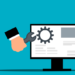Master These 5 Steps for Flawless Website Maintenance Today! Illustration of a hand holding a wrench adjusting a gear on a desktop monitor with a teal background.