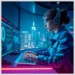 Cybersecurity analyst at a multi-screen workstation typing and monitoring dashboards illustrating Best Practices for WordPress Brute Force Attack Prevention in 2025.