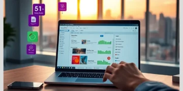 Laptop on a desk showing website performance charts and analytics, illustrating Ultimate Guide to WordPress Image Optimization for Core Web Vitals.