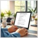 Laptop displaying The Ultimate WordPress Maintenance Checklist for E-Commerce Stores while a person types in a sunlit workspace with a coffee cup and plants.