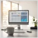 A clean office desktop with a monitor showing charts and cost breakdowns for Understanding WordPress Maintenance Plan Pricing in the UK.